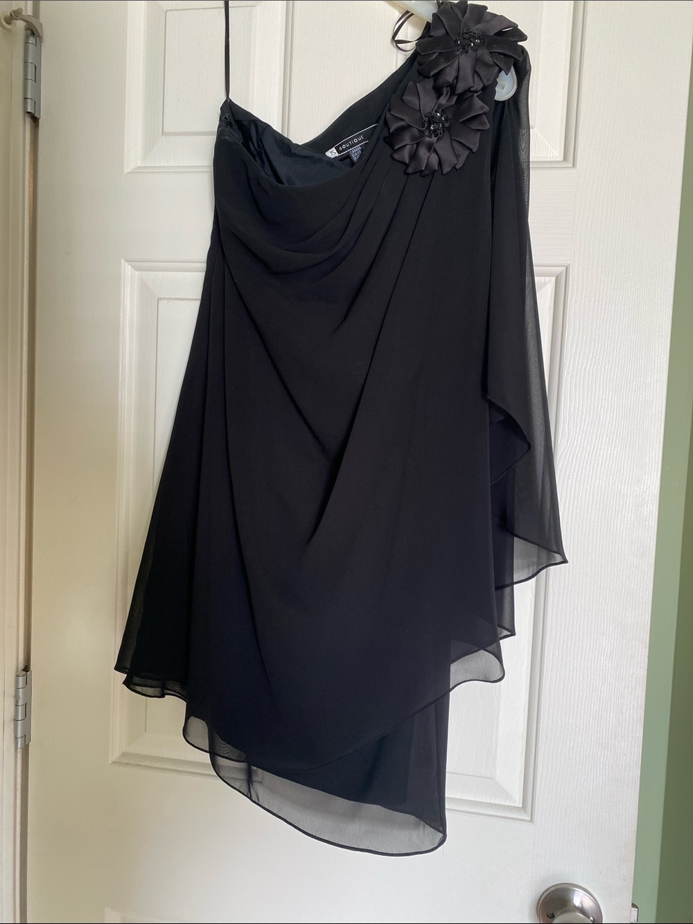 JS Boutique Black One-Shoulder Draped Evening Dress